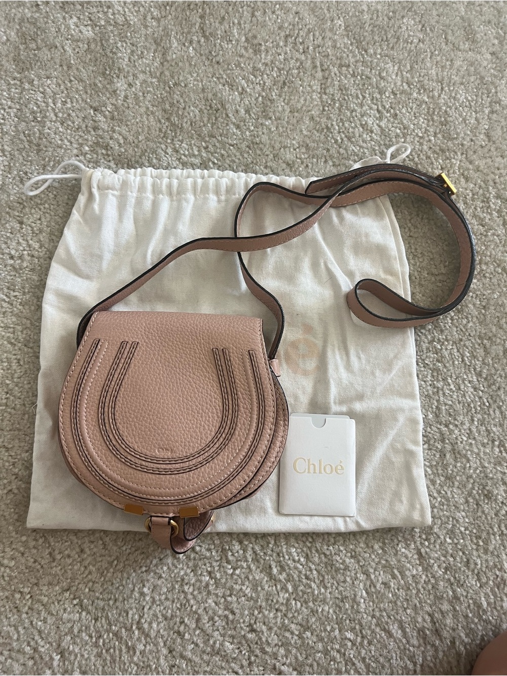 Chloé Marcie Small Saddle Crossbody in Blush Pink - Picture 2 of 5